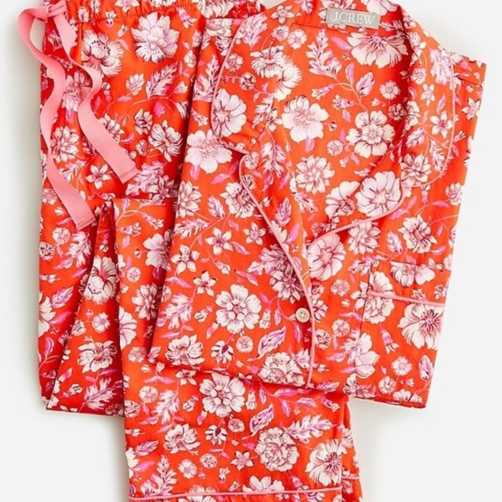J. Crew Red and Pink Pajama Sets with Floral Design